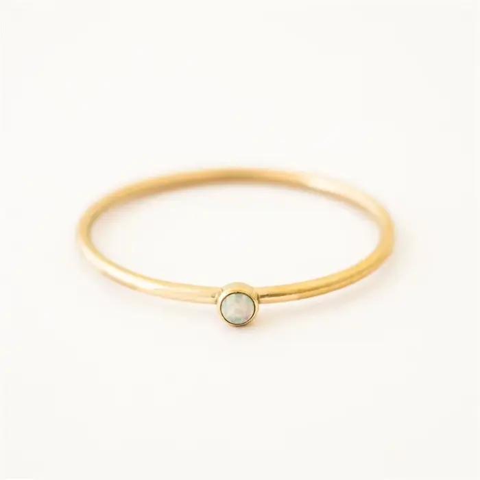 Bague en or rempli d'opale minuscule pour femme, bijoux minimalistes, bague Boho Aneis, 14 carats