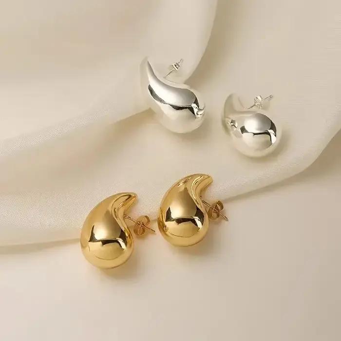 Boucles d'oreilles créoles en forme de goutte d'eau pour femme, argent regardé 925, plaqué or 18 car
