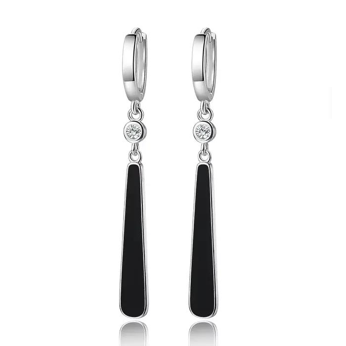 KOFSAC – boucles d'oreilles géométriques noires pour femmes, bijoux de fête en argent Sterling 925 e