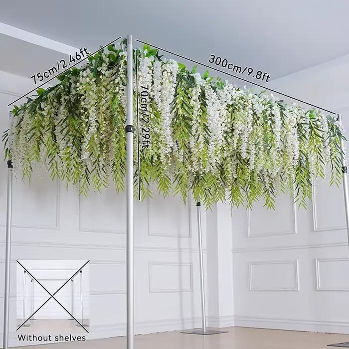 Décoration de plafond de mariage Angela A8621, feuilles de saule vertes, glycine blanche, guirlande