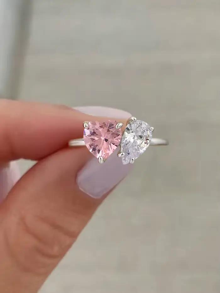 Bague en argent Sterling 925 pour femmes, classique, simple, en Zircon, goutte d'eau, fiançailles, m