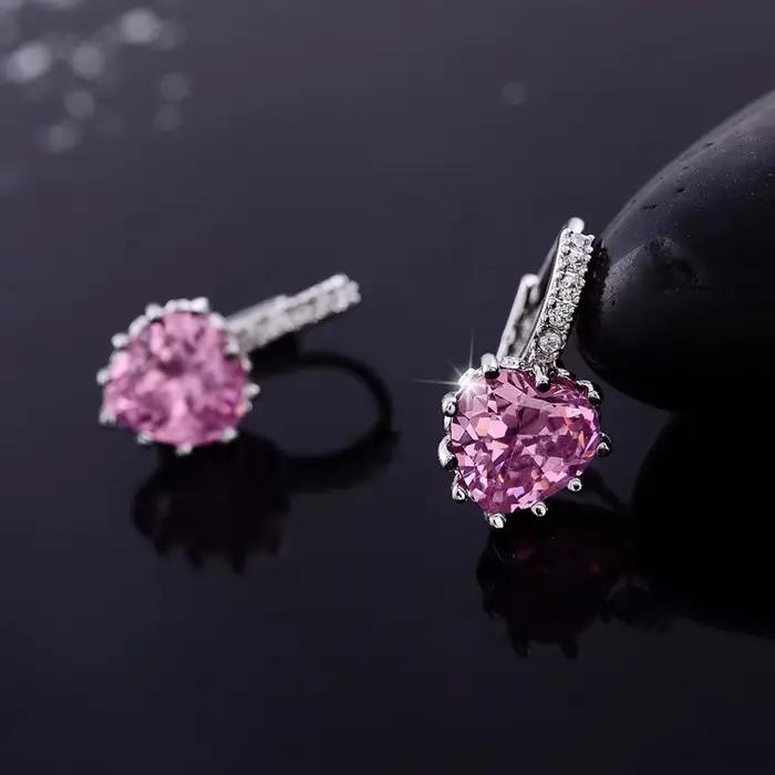 Boucle d'Oreille Romantique en Argent Sterling 925 pour Femme, Bijou en Forme de Cœur, de Clip, avec