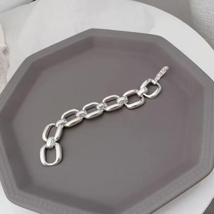 Bracelets en argent Sterling 925 pour femmes, tendance Hip Hop, Vintage, chaîne épaisse, Design géom