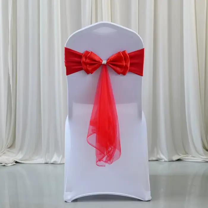 Ceintures de chaise en Spandex avec nœud papillon, décoration de mariage élégante, prête à l'emploi,