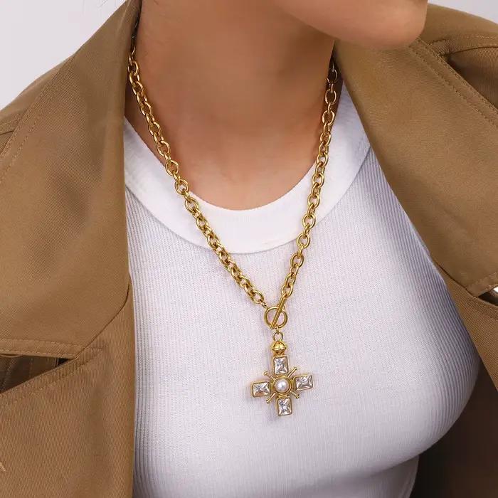 Yori – collier avec pendentif croix en zircone cubique Fine, étanche, bijoux tendance pour femmes, h