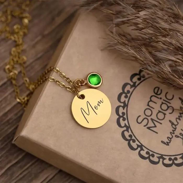 Collier personnalisé avec pierre de naissance pour demoiselles d'honneur, lettre personnalisée et pi