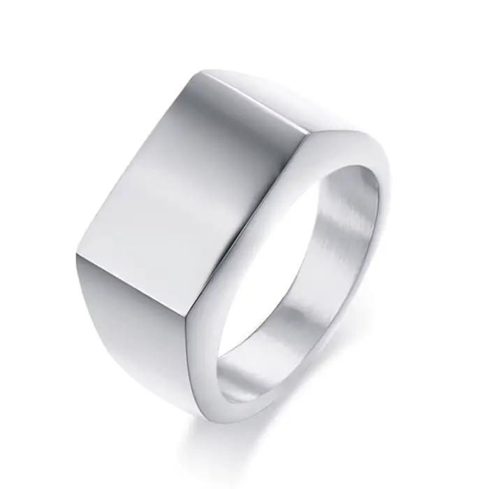 VQYSKO Bagues chevalières pour hommes et femmes, bague de motard en acier inoxydable poli solide pou