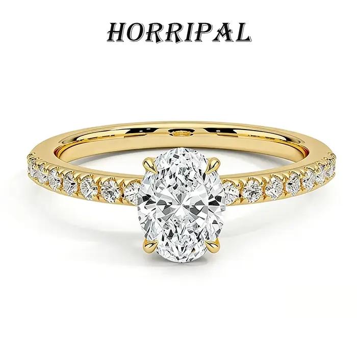 HORRIPAL – bague de fiançailles en Moissanite pour femmes, coupe ovale, en argent Sterling S925, pla