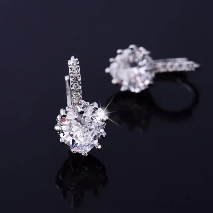 Boucle d'Oreille Romantique en Argent Sterling 925 pour Femme, Bijou en Forme de Cœur, de Clip, avec