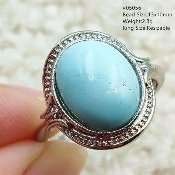 Bague Ajustable en Argent Sterling 925 pour Homme et Femme, Turquoise Bleue Naturelle, Perles promen