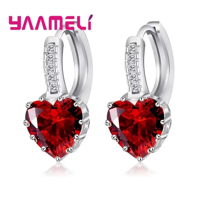 Boucle d'Oreille Romantique en Argent Sterling 925 pour Femme, Bijou en Forme de Cœur, de Clip, avec
