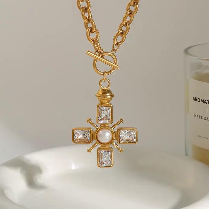 Yori – collier avec pendentif croix en zircone cubique Fine, étanche, bijoux tendance pour femmes, h