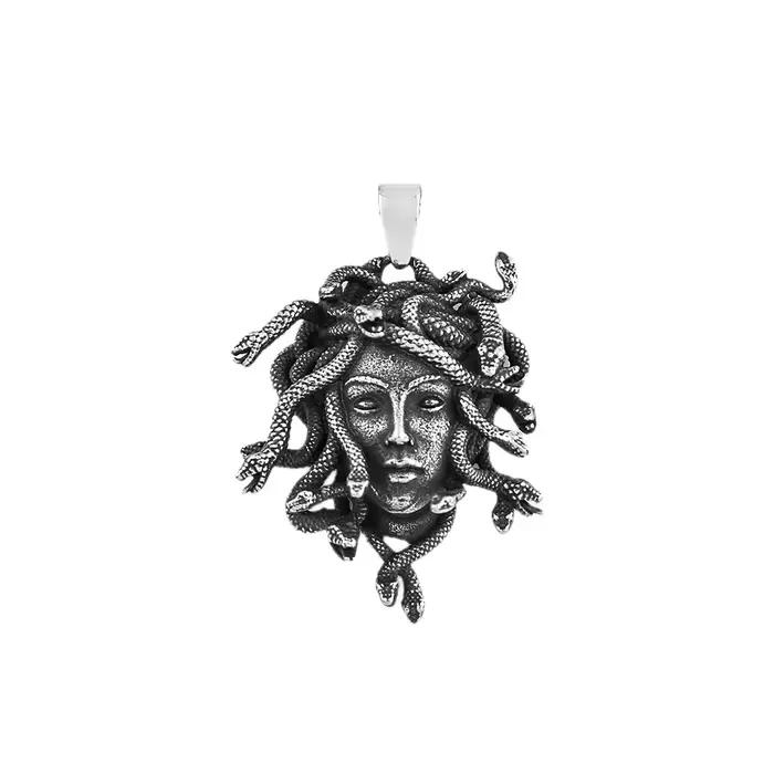 Pendentif gothique vintage Medusa SION L en acier inoxydable, collier de salle unique, bijoux punk h