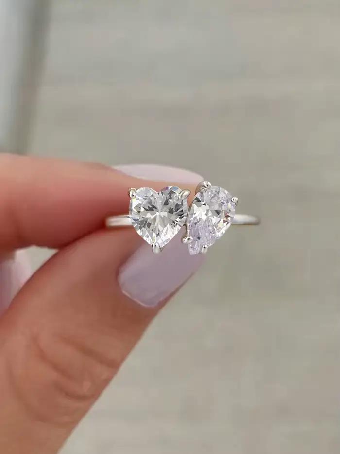 Bague en argent Sterling 925 pour femmes, classique, simple, en Zircon, goutte d'eau, fiançailles, m