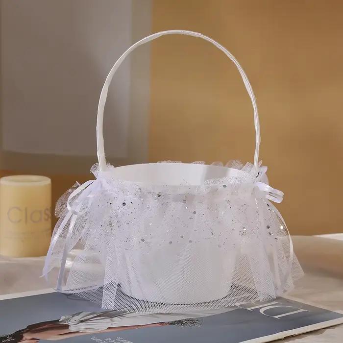 Panier de fleurs romantique pour décoration de mariage, panier porte-bouquet de demoiselle d'honneur