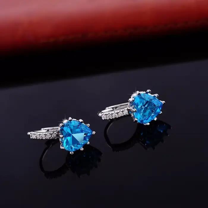Boucle d'Oreille Romantique en Argent Sterling 925 pour Femme, Bijou en Forme de Cœur, de Clip, avec