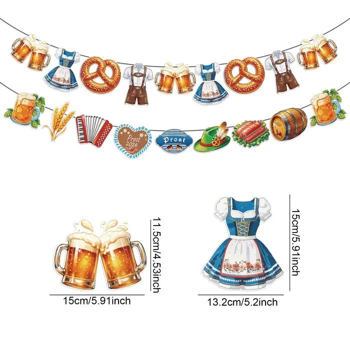 Bannière décorative Blue Wiesn Beer, guirlande de fanions bavarois pour fête allemande, décorations