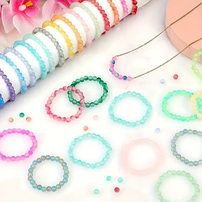 Kit de fabrication de bijoux en perles de verre cristal 24 couleurs, 480 pièces, perles rondes de St