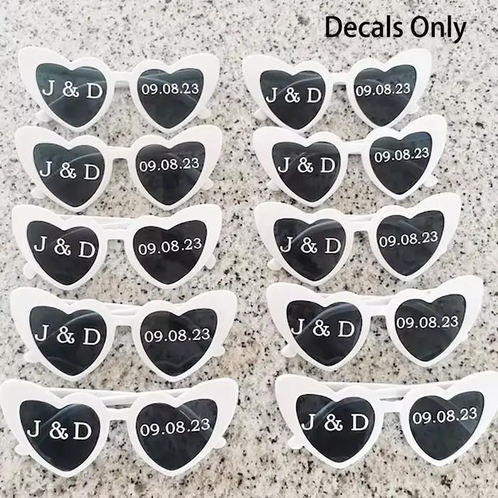Autocollants personnalisés en vinyle pour lunettes de soleil de mariée, décorations de fête de bache