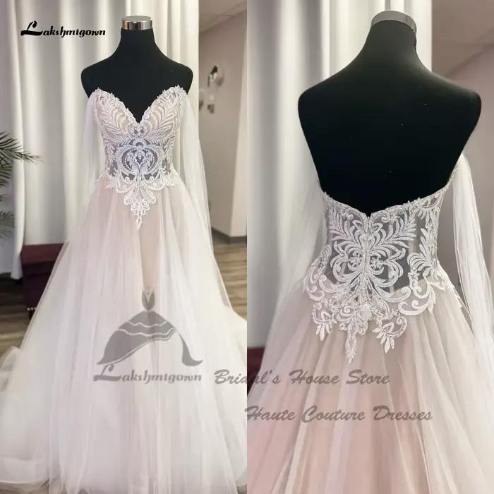 Yanshmigown-Robes de mariée de plage Boho rose blush pour femmes, Off initiated, Educational Civil B