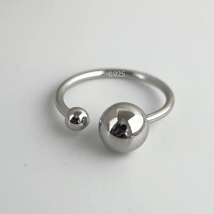 Bagues en argent Sterling 925 pour femmes et hommes, larges boules Vintage, cadeau de fête d'anniver