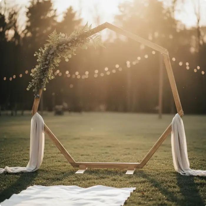 Arche de mariage heptagonale en bois, montage simple, 7 pieds, cadre de toile de fond polyvalent, ar