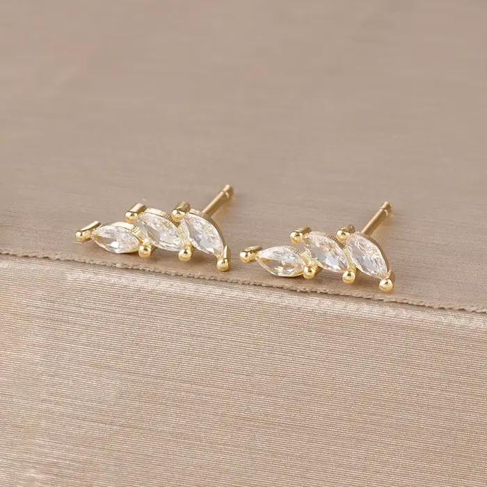Boucles d'oreilles en forme de feuilles de cristal pour femmes, en acier inoxydable, yeux de cheval,