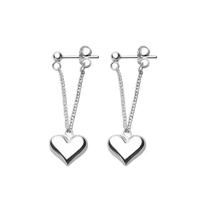 Boucles d'oreilles en argent Sterling 925 pour femmes, chaîne en forme de cœur, bijoux pour prévenir