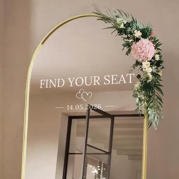 Autocollants miroir personnalisés pour plan de table de mariage – Trouvez votre carte de placement –