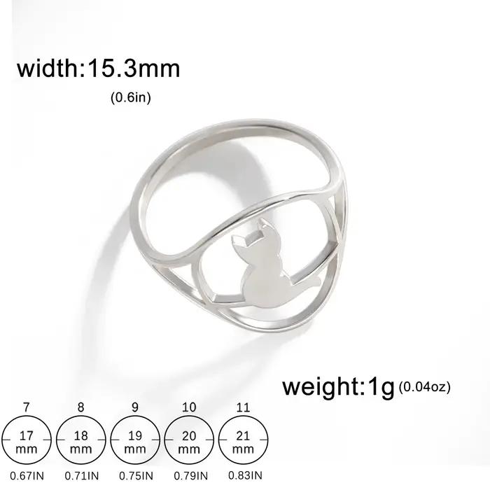 Bague ronde en acier inoxydable pour femme, bijoux fantaisie, papillon, phénix, oiseau, chat, chien,