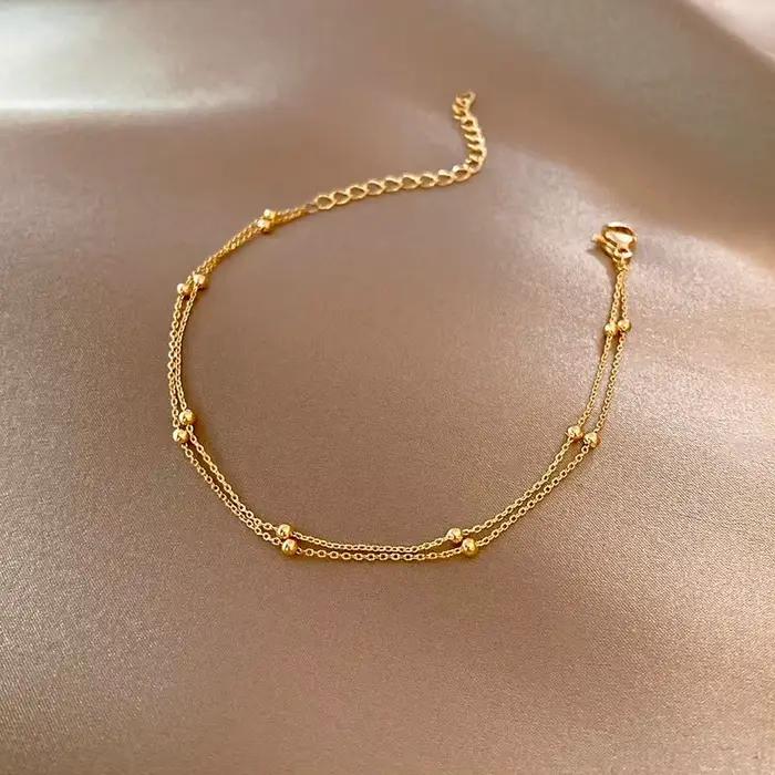 ANENJERY petite boule Bracelet pour femmes Vintage plaqué or couleur manchette Bracelets femmes décl