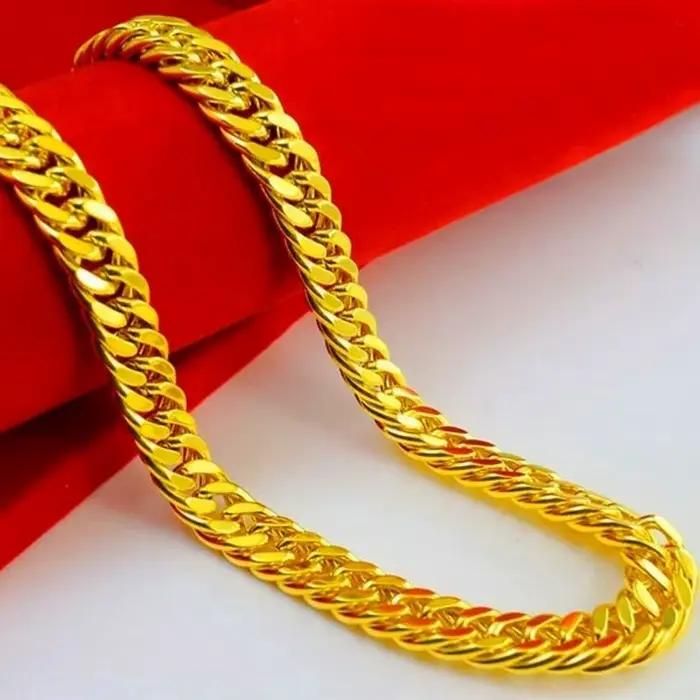 Collier Big Boss en or pur 18 carats pour hommes, bijoux de personnalité tendance masculine, chaîne