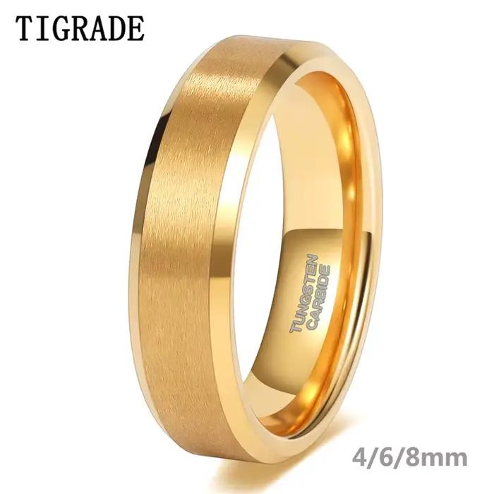Alliance en tungstène plaquée or 18 carats pour femmes, symbole d'éternité pour mariage et anniversaires de couple
