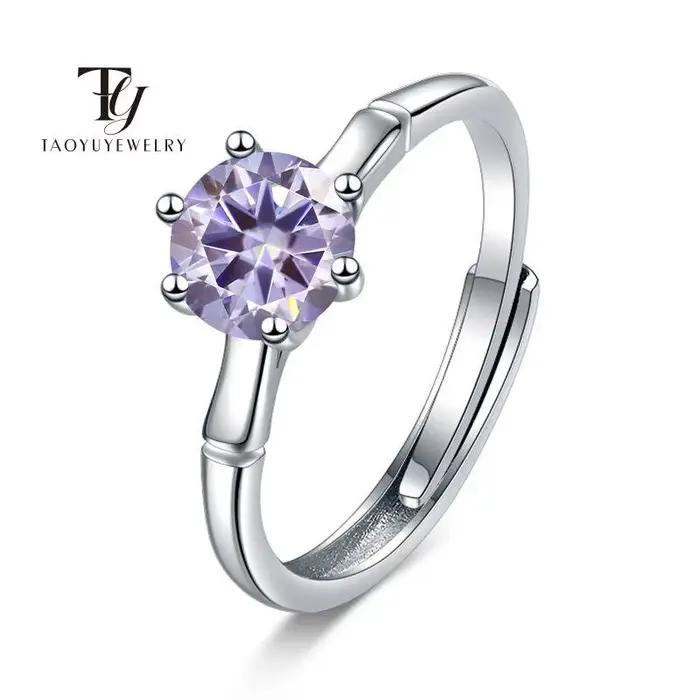 Moisstalk-Bague en argent regardé 100% pour femme, bague de rencontre pour travailleurs, bijoux cadeaux, 1 carat, 925