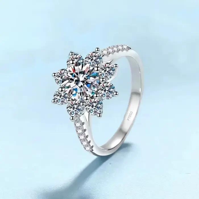 Alliance en or blanc sertie de Moissanite diamant pour femmes occasions spéciales mariage cadeau d'anniversaire Saint Valentin