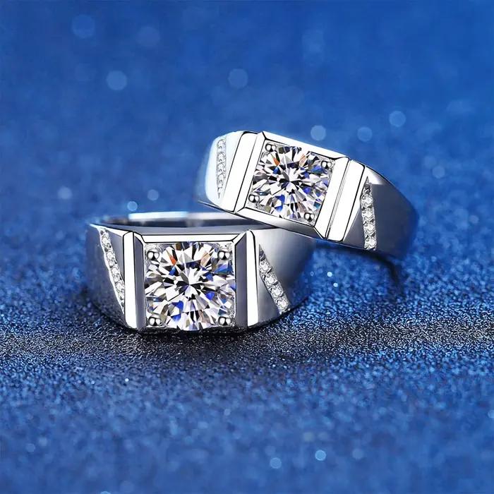 Bague de fiançailles Super Platinum PT950 1CT 6,5 mm en moissanite pour femme, idéale pour célébrer un anniversaire, une fête ou un anniversaire de mariage, testée et authentique.