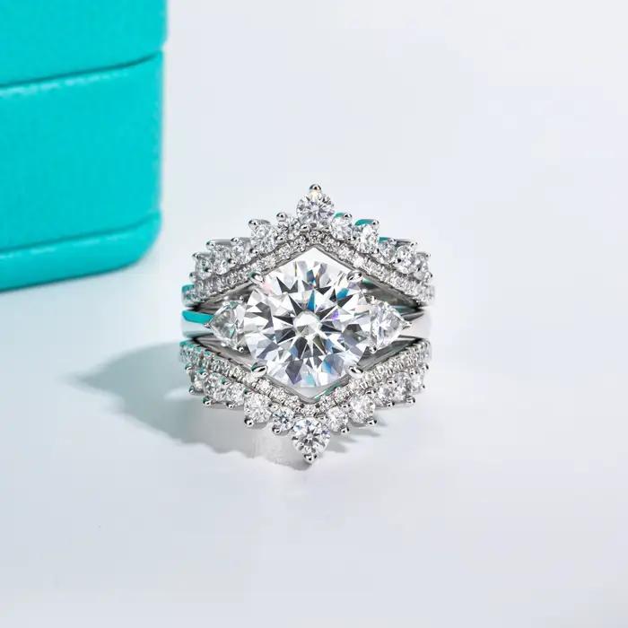 AnuJewel-Bague de fiançailles en diamant Moissanite en argent regardé 4.6