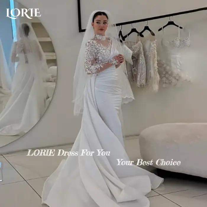 Robe de mariée en dentelle moderne avec train de balayage pour mariage de plage et cérémonies d'été