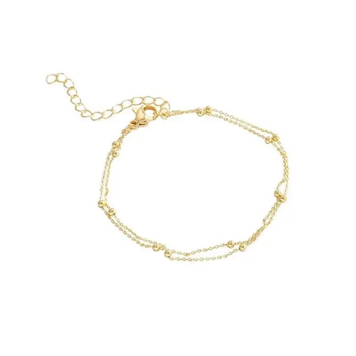 ANENJERY petite boule Bracelet pour femmes Vintage plaqué or couleur manchette Bracelets femmes déclaration chaîne bijoux Pulsera Bracelet
