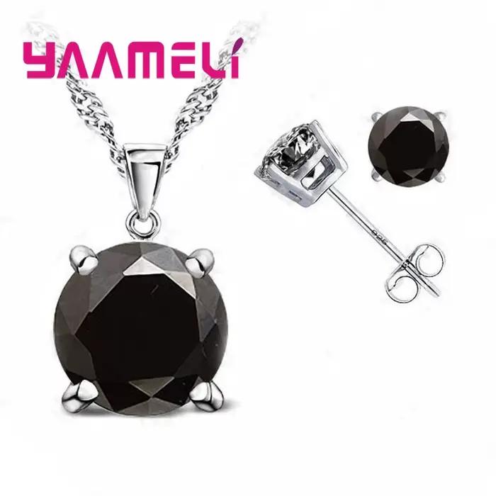 Ensembles de bijoux en argent sterling 925 sertis de zirconium blanc pour femmes occasions spéciales mariage fiançailles cérémonies