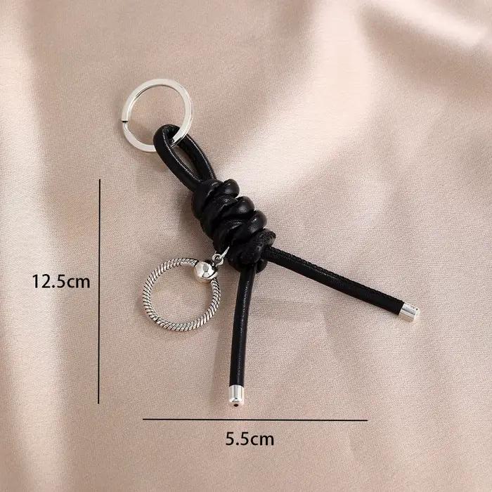 Nouveau porte-clés tressé en cuir plaqué argent 2026, idéal pour bijoux originaux et pendentifs DIY, cadeaux pour femmes