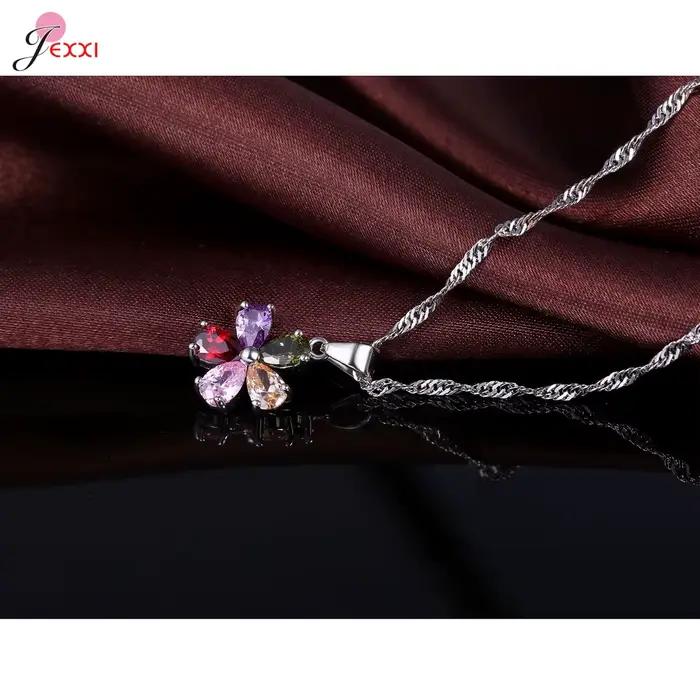 Parure de bijoux en argent sterling 925 véritable étincelante pour femme