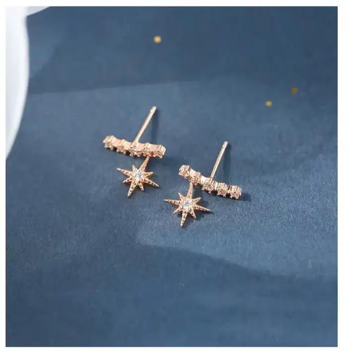 Nouvelle vente chaude à la mode Super brillant Zircon étoile 925 boucles d'oreilles en argent Sterling pour les femmes en gros bijoux boucles d'oreilles