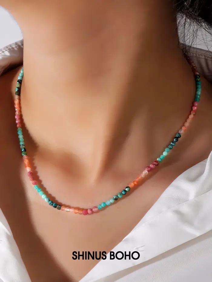 Collier de perles de cristal Boho pour femmes et filles