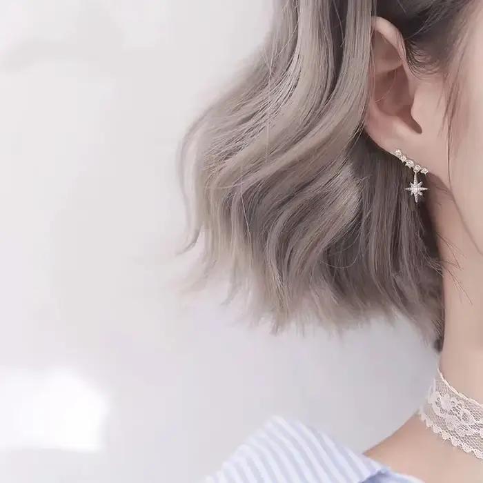 Nouvelle vente chaude à la mode Super brillant Zircon étoile 925 boucles d'oreilles en argent Sterling pour les femmes en gros bijoux boucles d'oreilles