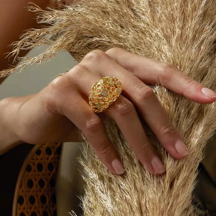 IVOG – bague ajourée au Design luxueux pour femmes, bague en zircone cubique, bijoux à la mode, magasin phare officiel