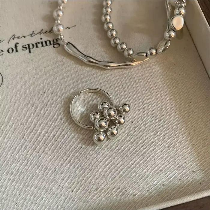 Bagues en argent Sterling 925 style simple vintage faites à la main réglables pour femmes pour les occasions spéciales et le quotidien