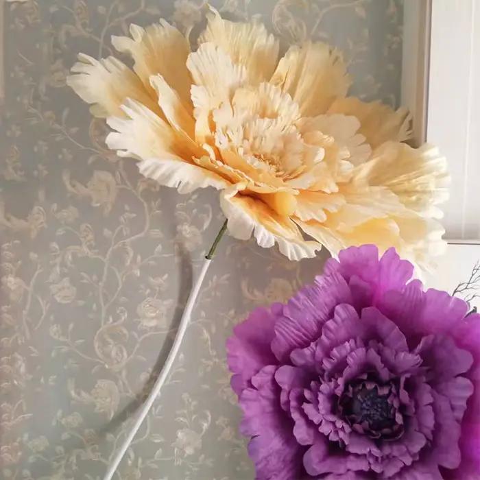 Grande tête de pivoine artificielle en velours pour décoration de mariage