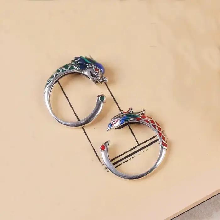 Bague Dragon Zodiaque pour Homme, Bijoux en Argent 2024, Émail Everisonne, Motif Phoenix, Accessoires pour Couple et Travailleurs, 925