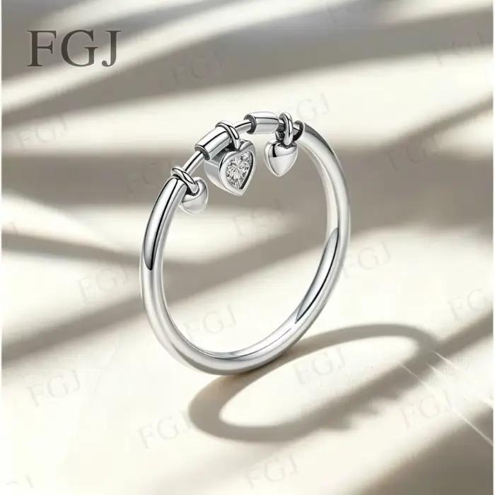 Bague en argent sterling 925 scintillante en forme de cœur avec CZ pour femme